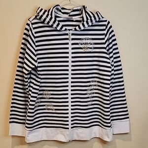 Quacker Factory Black and White Striped Women Jacket
